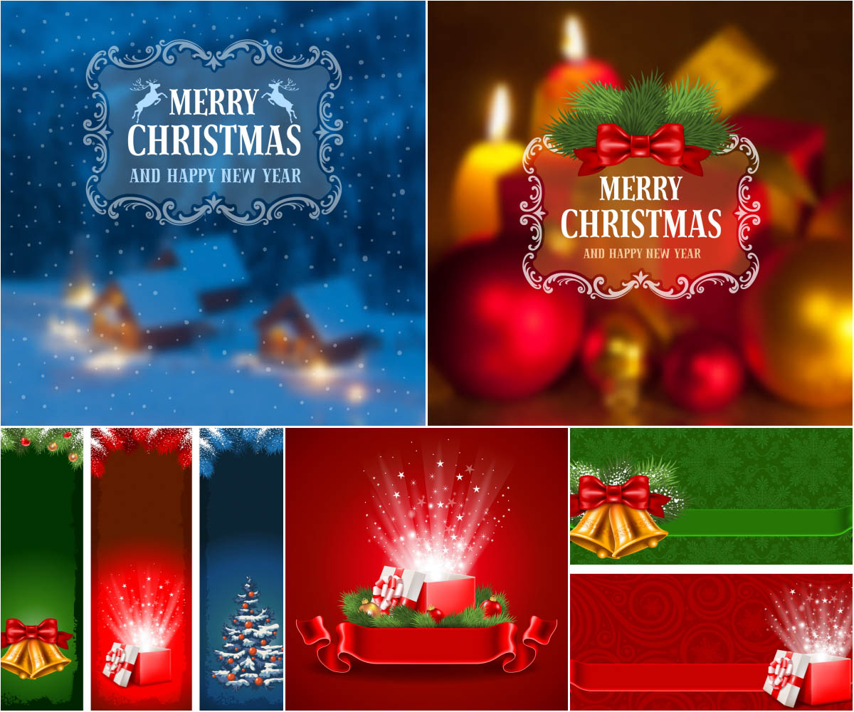 Christmas and New Year's background and banners vector