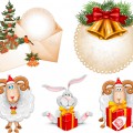 Christmas sheep with gift vector