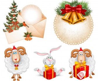 Christmas sheep with gift vector 2020 - 2021