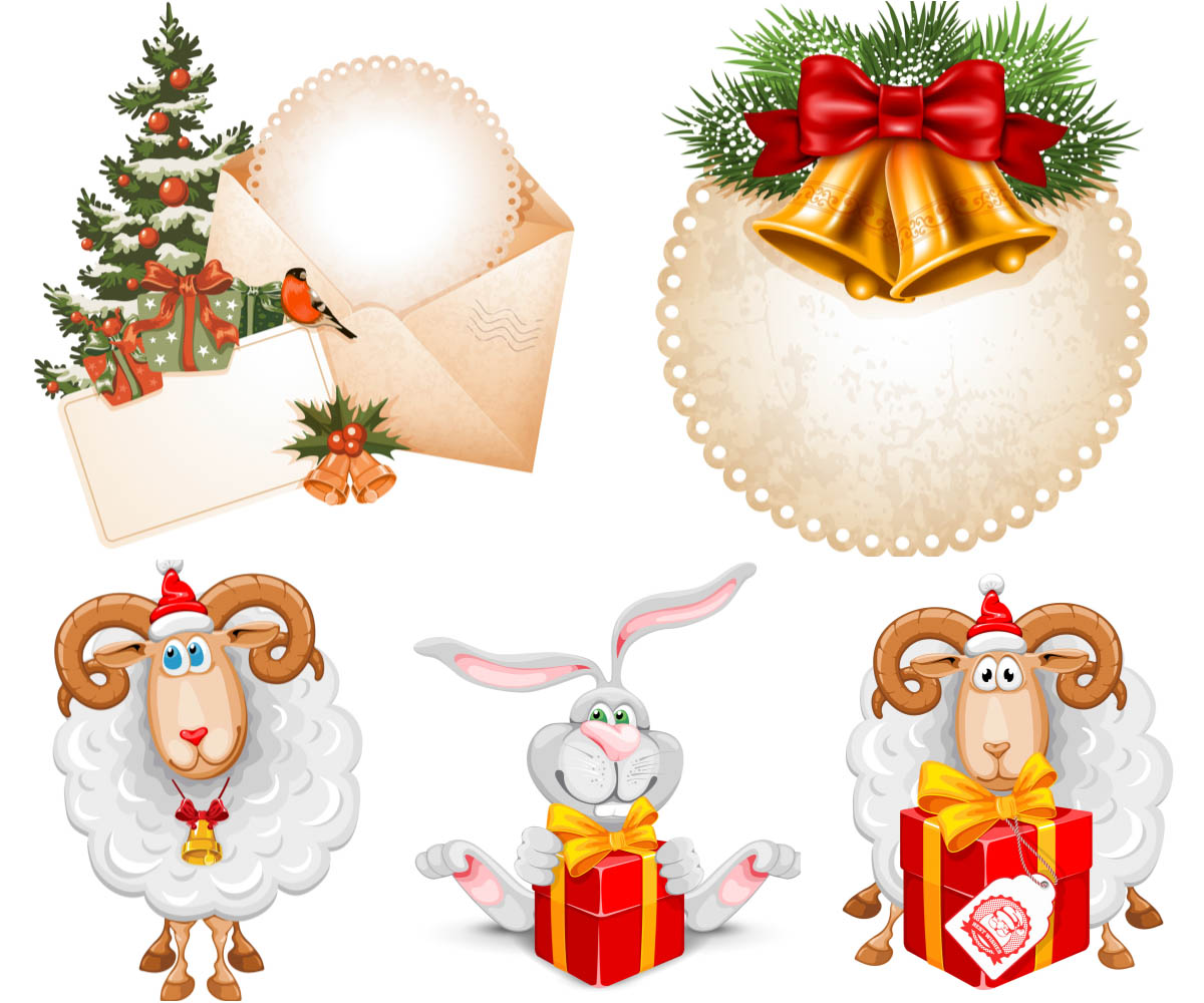 Christmas sheep with gift vector