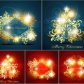Floral golden Christmas backgrounds vectors