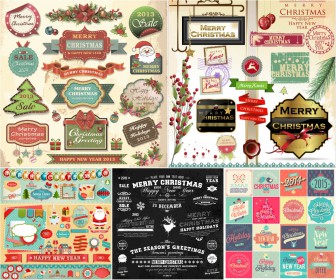 Merry Christmas labels and stickers vector 2020 - 2021