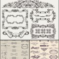 Vintage frames, floral ornaments vector
