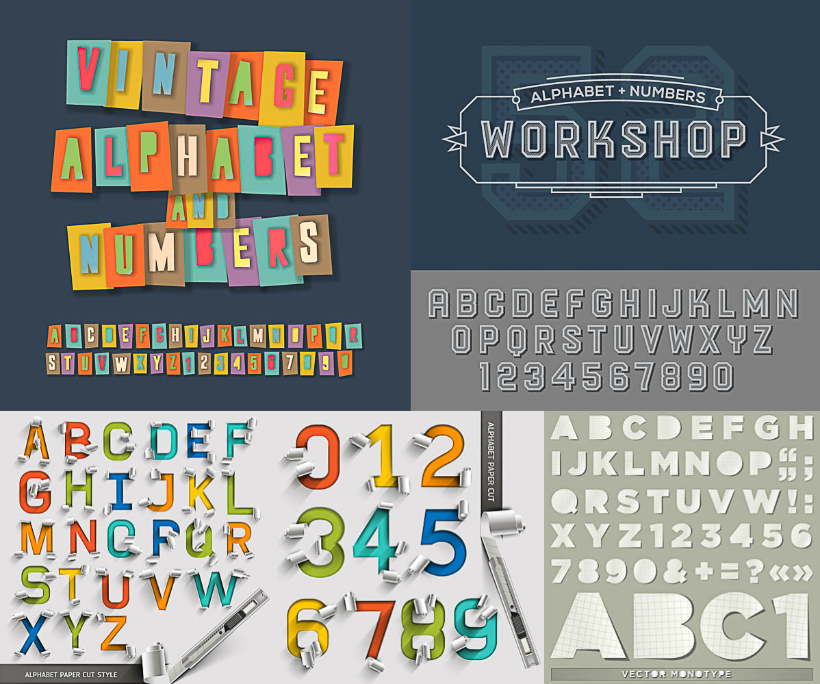Creative alphabet templates vector free download