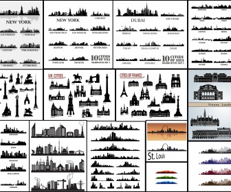 Silhouettes of all the world's major cities, USA cities vector