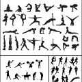 Silhouettes of men and women athletes, silhouettes templates