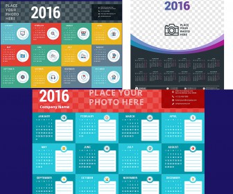 2016 calendar with place for your photo and space for notes