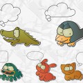 Cartoon animals with clouds to talk vector free download