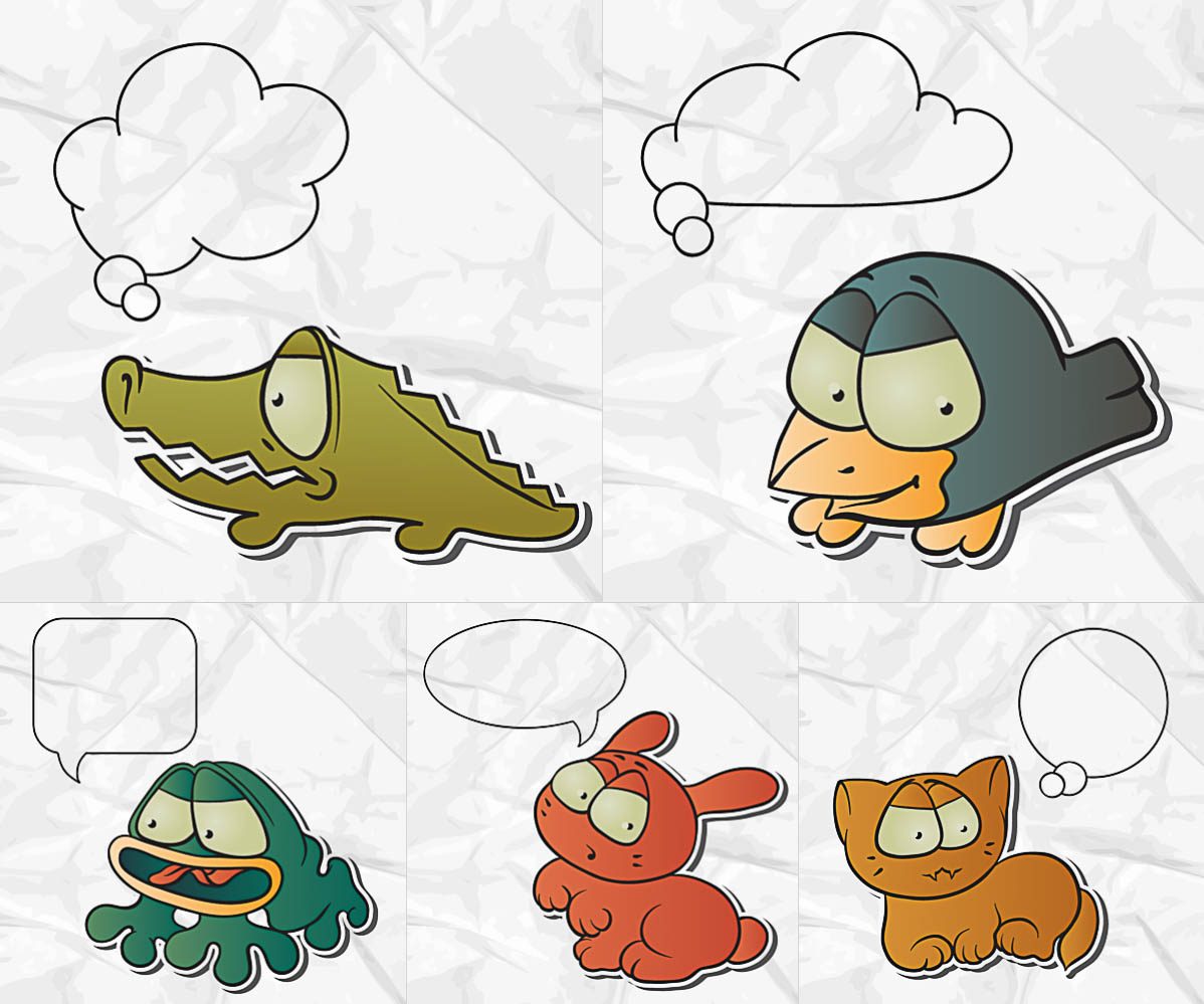 Cartoon animals with clouds to talk vector free download