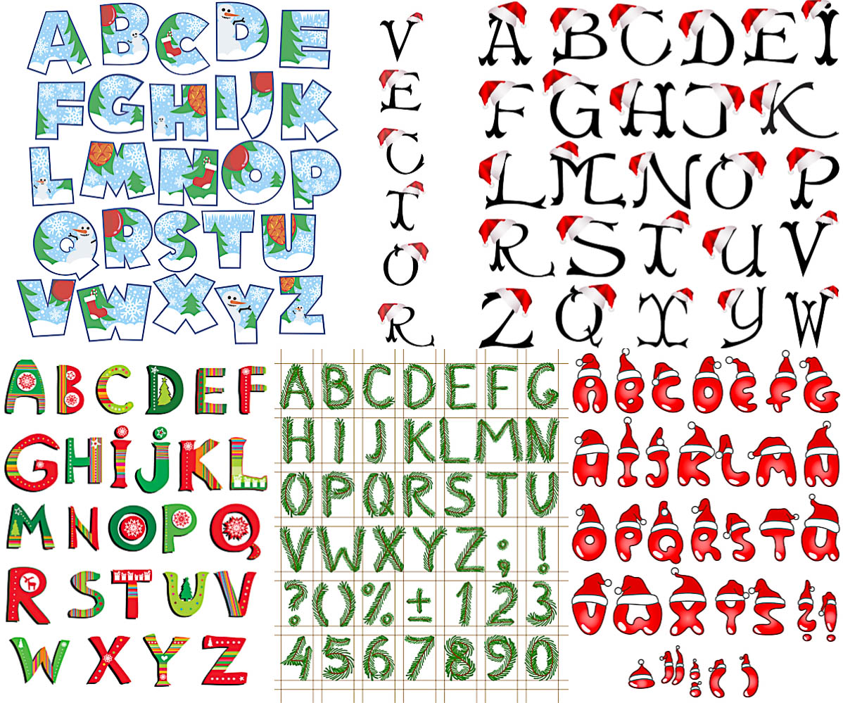 Xmas alphabet templates vector free download