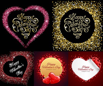 Beautifully decorated cards Happy Valentine's Day vector