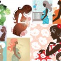 Colorful silhouette of pregnant woman vector