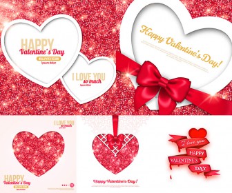 Creative Valentine's Day cards with hearts vector