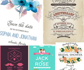 Different wedding invitations vector
