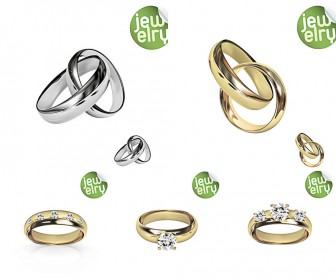 Gold and platinum wedding rings vector