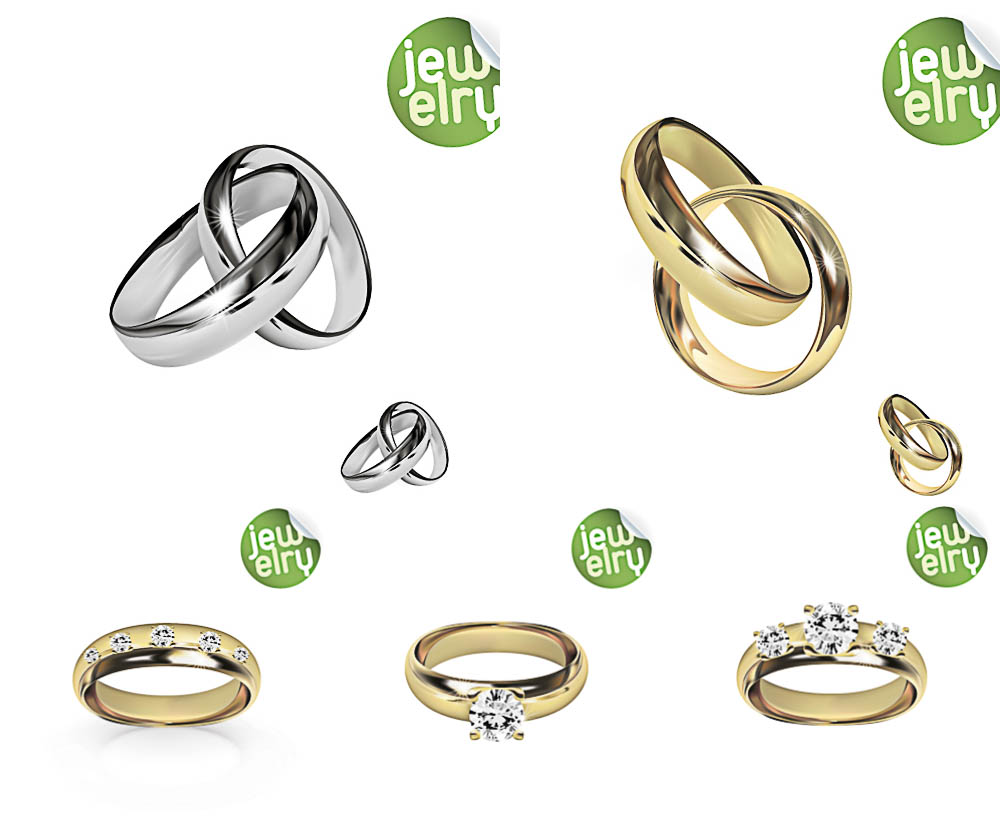 Gold and platinum wedding rings vector