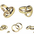 Golden wicker wedding rings vector
