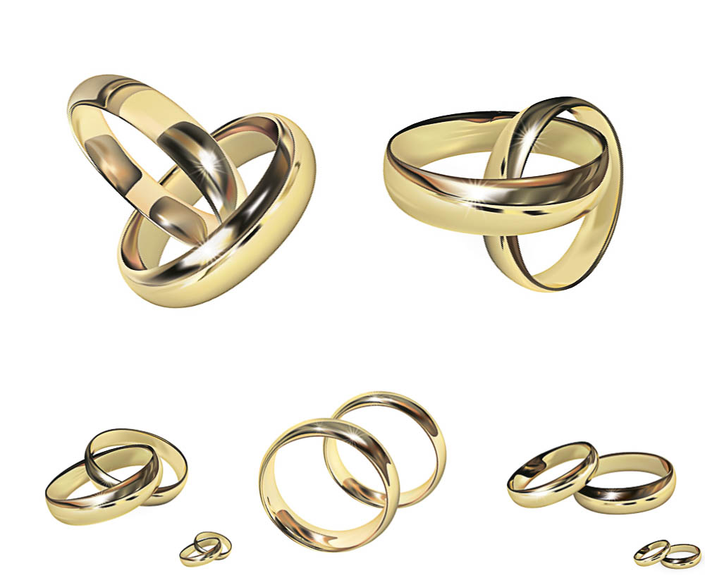 Golden wicker wedding rings vector