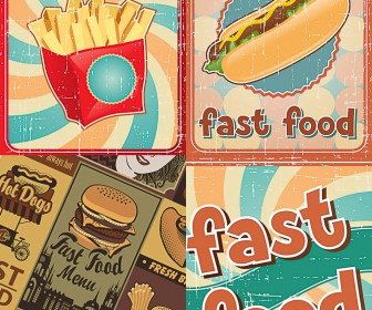 Grunge fast food backgrounds vector