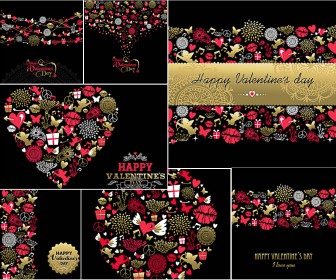 Happy Valentine's Day on black backgrounds vector