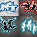 Silhouettes of dancing people vector
