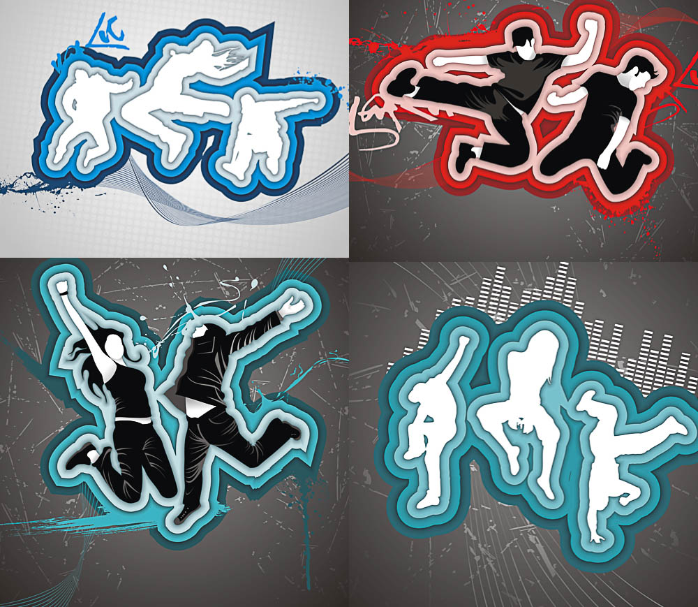 Silhouettes of dancing people vector