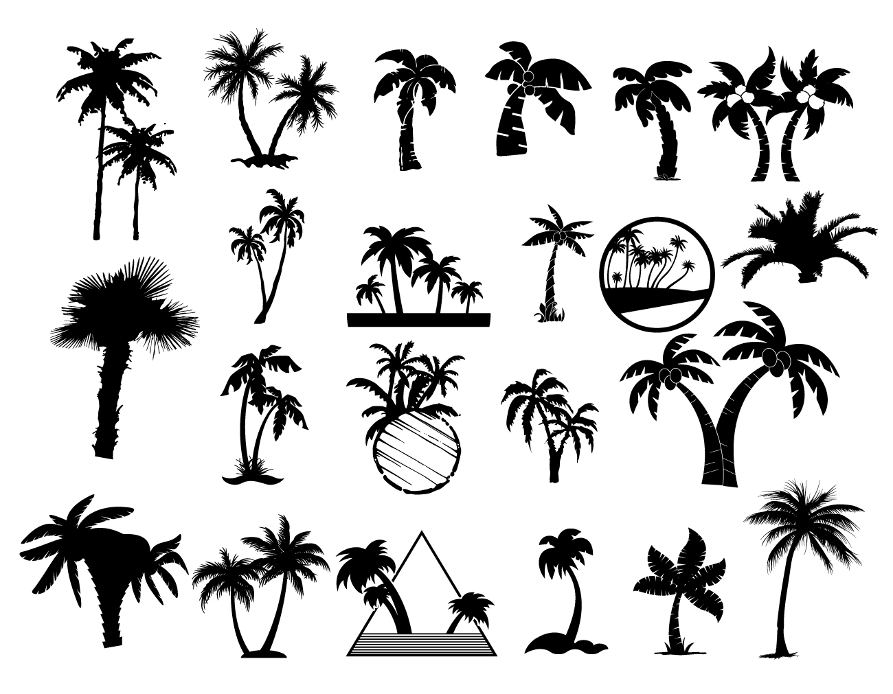 Silhouettes of palm trees vector