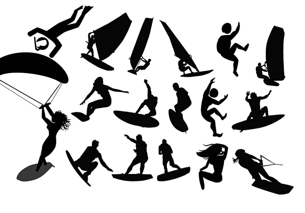 Silhouettes surf vector