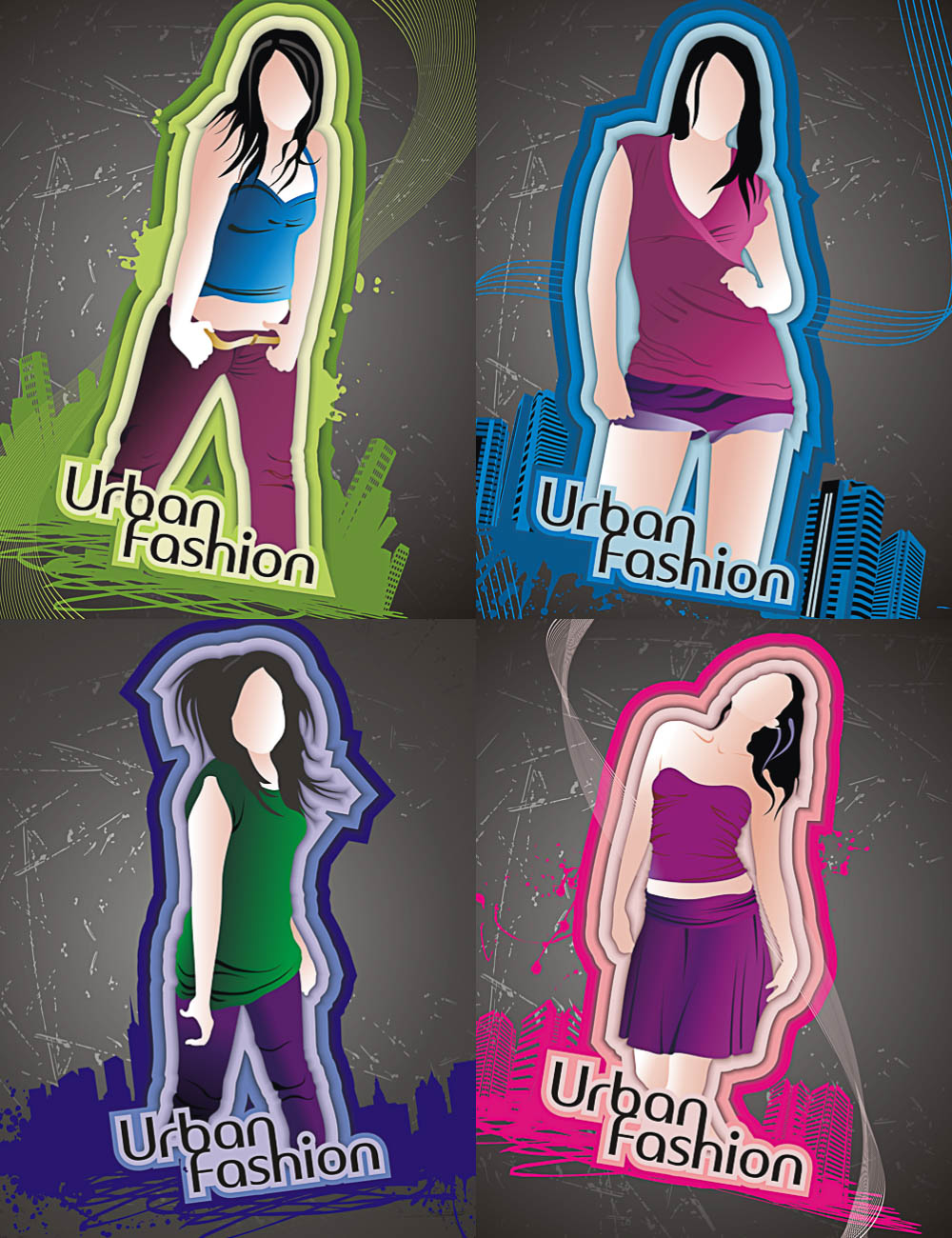 Urban fashion girls vector