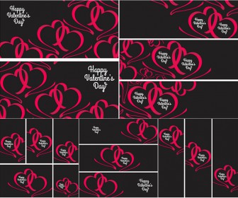 Valentine's Day banners on black backgrounds vector