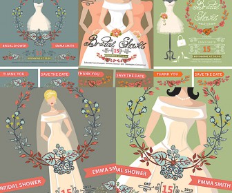 Wedding bridal shows cards with bride vector