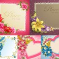 Wedding card with hearts and floral ornaments vector