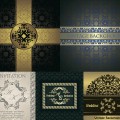 Wedding invitations and backgrounds are richly decorated with gold vector