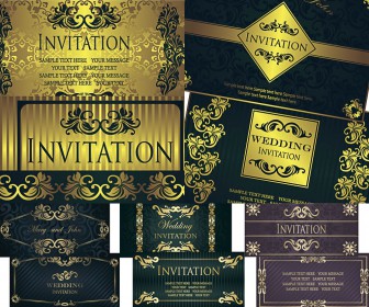 Wedding invitations in form banners vector