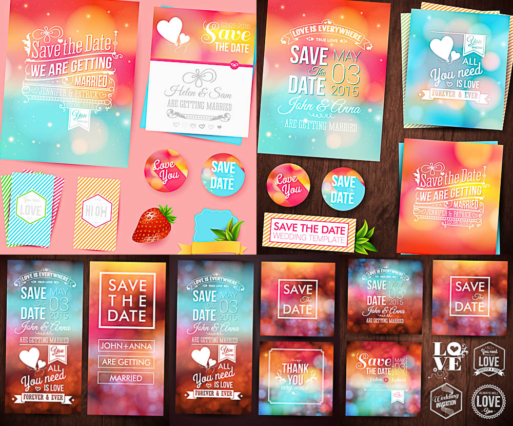 Wedding set of vectors with banners. cards and invitations vector