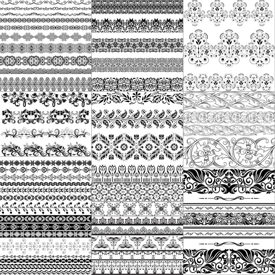 Decorative borders in vintage and floral style vector