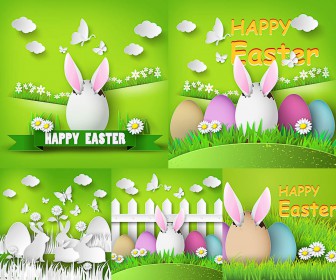 Easter backgrounds with bunny in egg vector free download