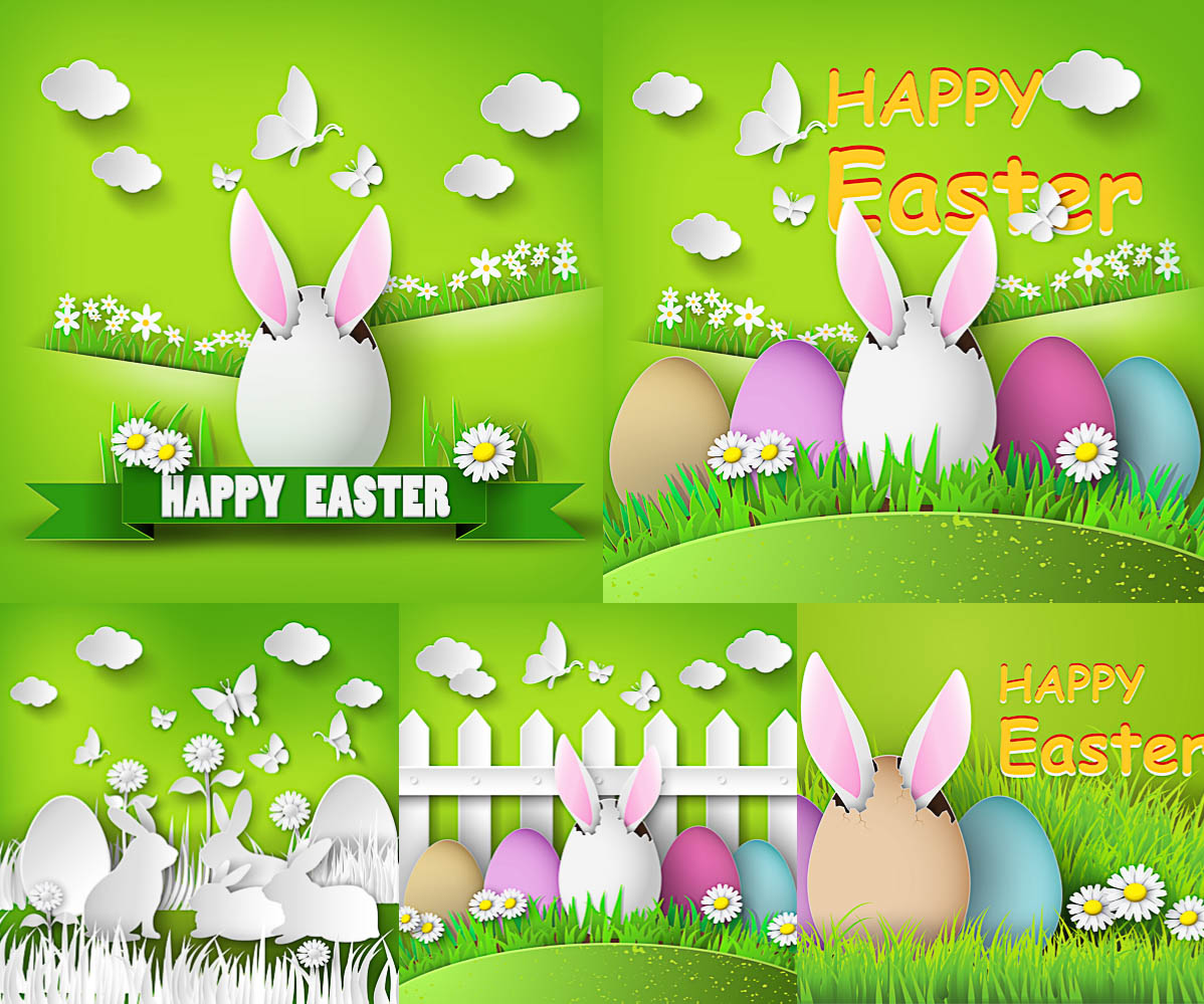 Easter backgrounds with bunny in egg vector free download
