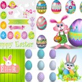 Easter bunny and eggs templates vector
