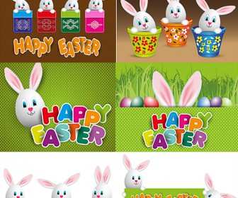 Easter bunny templates and cards vector