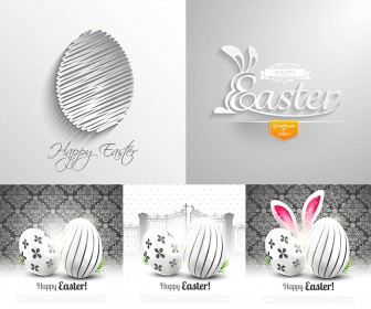 Easter cards with beautiful pattern vector free download