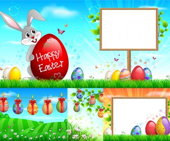 Easter cards with frame vector