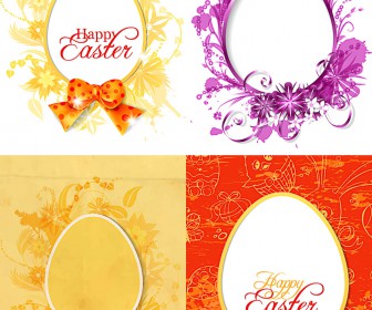 Easter cards with ornate eggs vector