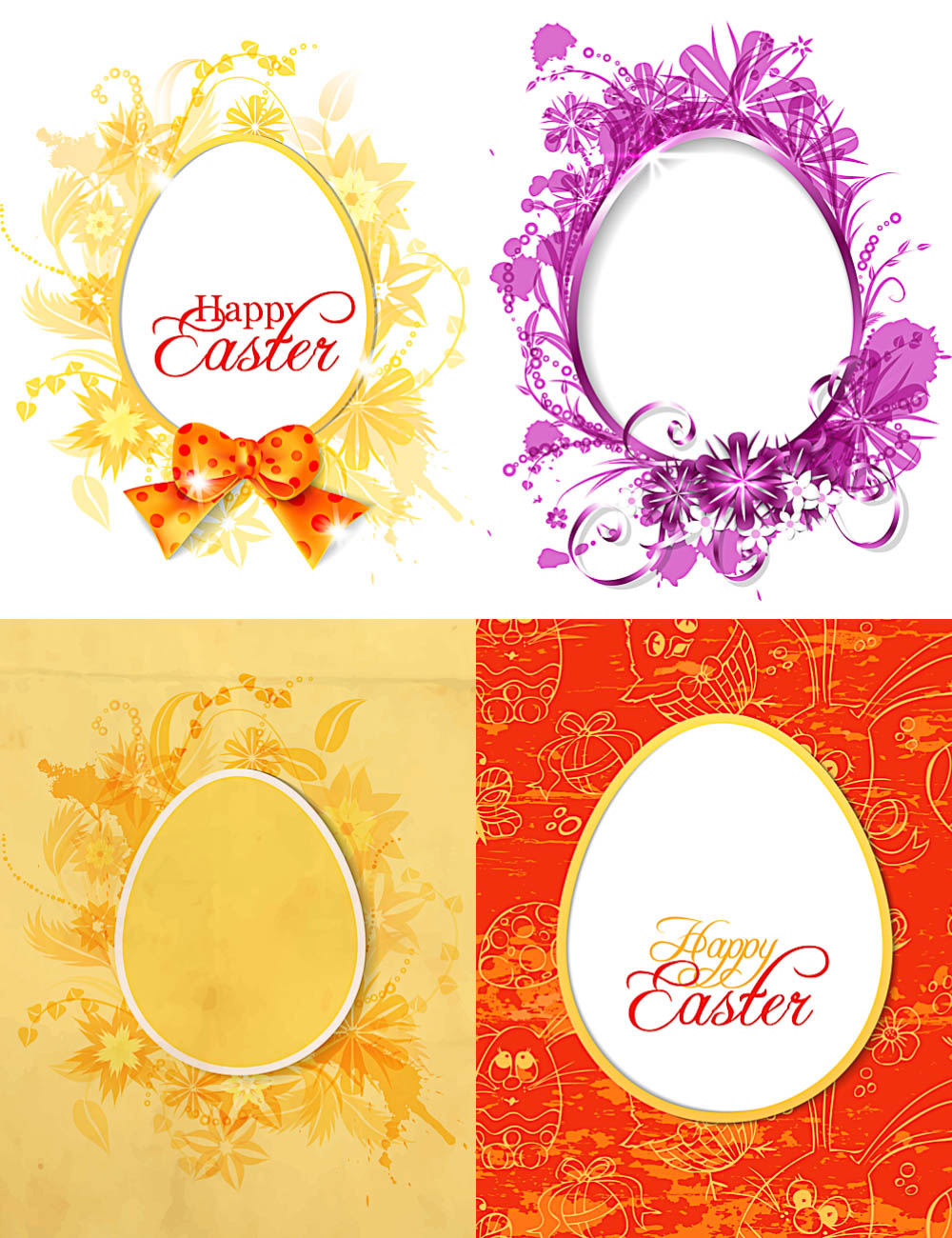 Easter cards with ornate eggs vector