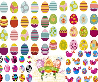Easter flat eggs templates vector