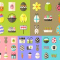 Easter flat icons vector