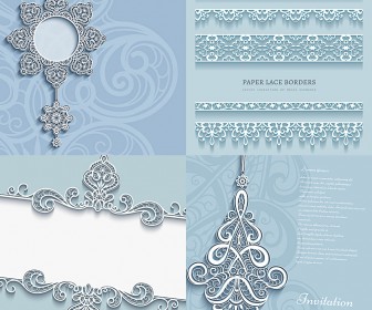Paper lace borders and backgrounds vector