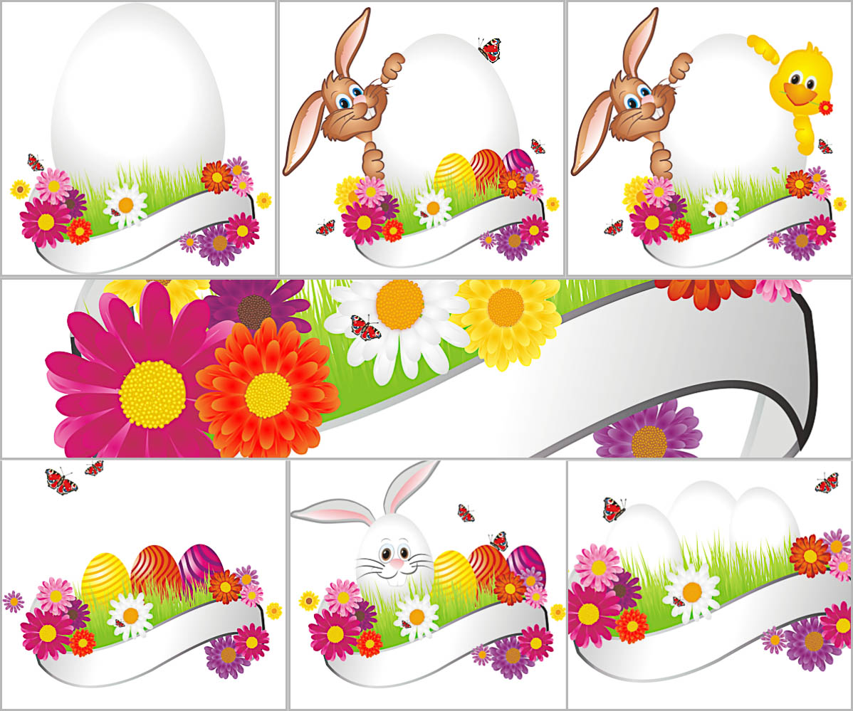 Ribbons with flower for Easter decorations vector free download