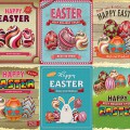 Vintage Easter cards vector free download ai eps