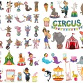 Circus animals and clowns vector